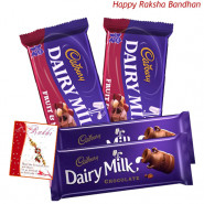 Cadbury Treat - 2 Dairy Milk Chocolates (L) + 2 Cadbury Fruit & Nuts (Rakhi & Tika NOT Included)