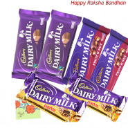 Chocolate Bars - 2 Dairy Milk Fruit & Nut, 2 Dairy Milk Crackle, 2 Dairy Milk Chocolate (L) (Rakhi & Tika NOT Included)