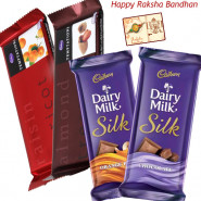 Cadbury Bars - 2 Temptations, 2 Cadbury Dairy Milk Silk (Rakhi & Tika NOT Included)