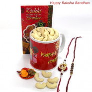 Mug N Kaju - Cashews 100 gms, Happy Rakhi Personalized Mug with 2 Rakhi and Roli-Chawal