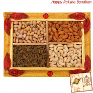 Floral Dryfruit Tray - Assorted Dry fruits 400 gms in Tray (Rakhi & Tika NOT Included)