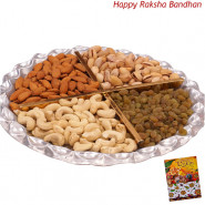 Designer Dryfruit Tray - Assorted Dry fruits 400 gms in Tray (Rakhi & Tika NOT Included)