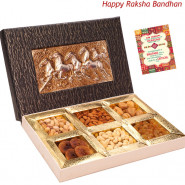 Overwhelming Gift - 1 Kg Assorted Dryfruits (6 items) in Box (Rakhi & Tika NOT Included)