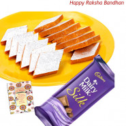 Super Sweet - Kaju Kesar Katli, Cadbury Dairy Milk Silk (Rakhi & Tika NOT Included)