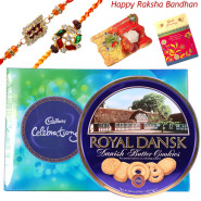 Cookie Celebration - Danish Butter Cookies 454gms, Celebrations with 2 Rakhi and Roli-Chawal