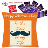 Love Choco Pillow - Happy Valentines Day Pillow, 5 Dairy Milk & Valentine Greeting Card