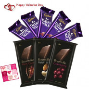 Love Choco Combo - 3 Bournvile, 5 Dairy Milk & Valentine Greeting Card