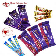 Love Choco Time - 3 Fruit N Nut, 3 Dairy Milk, 3 Five Star, 3 Perk & Valentine Greeting Card