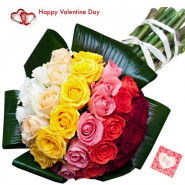 Fifty Lovely Roses - 50 Mix Roses Bunch & Valentine Greeting Card