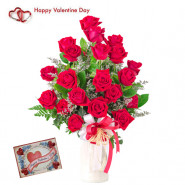Fifty Rose Vase - 50 Red Roses Vase & Valentine Greeting Card