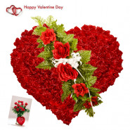 Royal Heart Arrangement - 150 Red Roses Heart Shaped Arrangement & Valentine Greeting Card