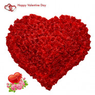 Double Century Heart - 200 Red Roses Heart Shaped Arrangement & Valentine Greeting Card
