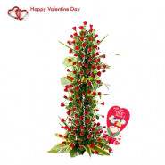 Moments Of Love - 150 Red Roses Arrangement Of 4 Feet & Valentine Greeting Card