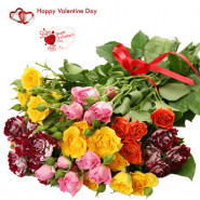 Sixty Flower Bunch - 60 Mix Roses Bunch & Valentine Greeting Card