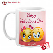 Happy Valentines Day with Smiley Personalized Mug & Valentine Greeting Card