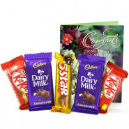 Mouth Watering Chocolates - 2 Cadbury Dairy Milk, 2 Kit Kat, Five Star and Card