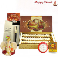 Festive Divinity - Kaju Katli, Parker Beta Premium Ball Pen, Ganesh Idol with Bhaidooj Tikka and Laxmi-Ganesha Coin