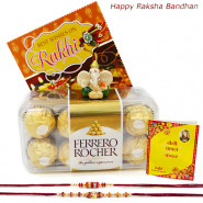 Ferrero & Idol - Ferrero Rocher 16 Pcs, Ganesh Idol with 2 Rakhi and Roli-Chawal