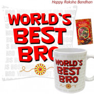 World's Best Bro Personalized Mug, World's Best Bro Personalized Cushion (Rakhi & Tika NOT Included)