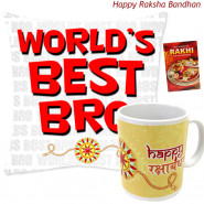 World's Best Bro Cushion, Happy Rakshabandhan Mug (Rakhi & Tika NOT Included)