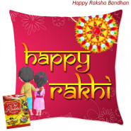 Happy Rakhi Personalized Cushion (Rakhi & Tika NOT Included)