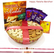 Assorted Choco Treat - Assorted Dry Fruits Basket, Dairy Milk Fruit & Nut, 2 Dairy Milk with 2 Rakhi and Roli-Chawal