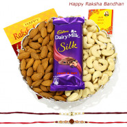 Crunchy Silk - Almonds & Cashews, Dairy Milk Silk with 2 Rakhi and Roli-Chawal