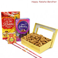 Celebration Box - Almonds Box, Mini Celebrations with 2 Rakhi and Roli-Chawal