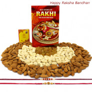 Triple Treat - Almonds 100 gms, Cashews 100 gms, Raisin 100 gms with 2 Rakhi and Roli-Chawal