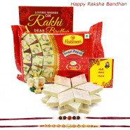 Super Sweet - Soan Papdi, Kaju Katli, Ganesh Idol with 2 Rakhi and Roli-Chawal