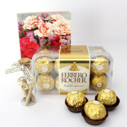 Message Hamper - Messages in a Bottle, Ferrero Rocher 16 Pcs and Card