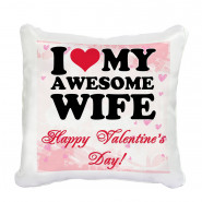 I Love My Awesome Wife Happy Valentines Day Personalized Cushion & Valentine Greeting Card