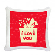 I Love You Gift Box Personalized Cushion & Valentine Greeting Card