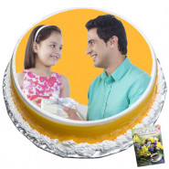 1 Kg Round Shaped Pineapple Photo Cake & Card
