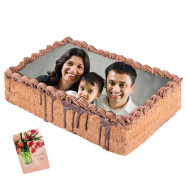 1 Kg Square Shaped Chocolate Truffle Photo Cake & Card