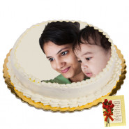2 Kg Round Shaped Vanilla Photo Cake & Card