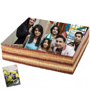 2 Kg Square Shaped Chocolate Photo Cake & Card