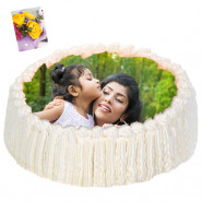 2 Kg Round Shaped White Forest Photo Cake & Card