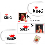 King & Queen Personalized Couple Mugs & Card