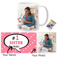 Number 1 Sister Personalized Mug & Card