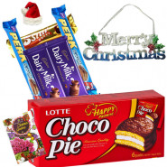 Choco Xmas - Chocopie, 5 Assorted Bars, Merry Christmas with Santa Cap and Greeting Card