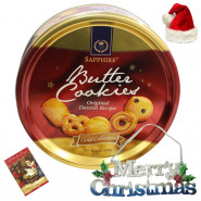 Christmas Wonder - Danish Butter Cookies, Merry Christmas with Santa Cap and Greeting Card