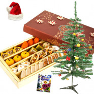 Sweet Yule Delight - Special Kaju Mix, Christmas Tree with Santa Cap and Greeting Card