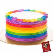 Rainbow Cake 1 Kg & Valentine Greeting Card