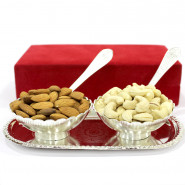 Almond and Cashew in Silver Plated Bowl Set and Card