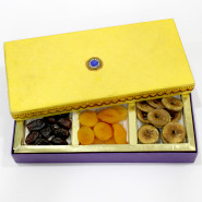 Assorted Dryfruits in Decorative Box (3 Items - Figs, Apricot, Dates) and Card