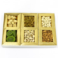 Assorted Dryfruits in Decorative Box (6 Items - Cashew, Almond, Pista, Raisin, Dried Kiwi, Jaldaru) and Card