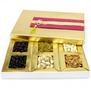 Assorted Dryfruits in Fancy Box (6 Items - Almond, Cashew, Pista, Raisin, Blueberry, Cranberry) and Card