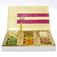 Assorted Dryfruits in Fancy Box (6 Items - Cashew, Almond, Raisin, Apricot, Dried Kiwi, Jaldaru) and Card