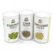 Sunflower Seeds, Chia Seeds, Pumpkin Seeds in Container and Card